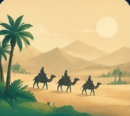 رسم توضيحي لرحلة في الصحراء