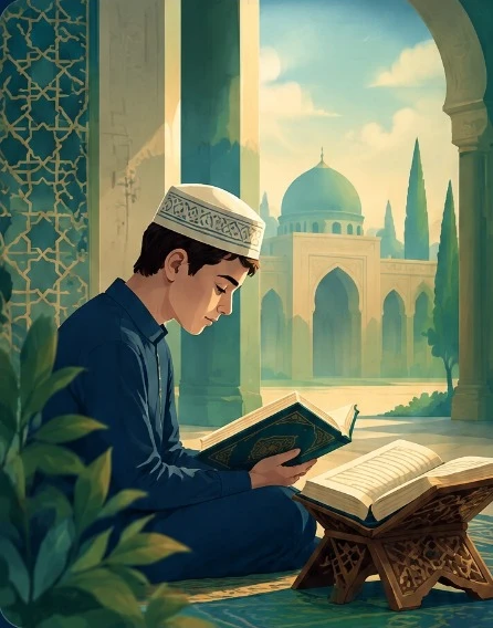 رسم توضيحي للقراءة في أجواء هادئة